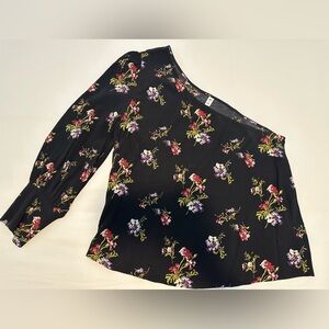 BP. Nordstrom One Shoulder Off Blouse Top Size XL Black Floral Print Casual